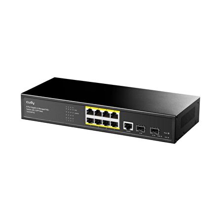 Cudy GS2008PS2 2Port Gigabit SFP,1Consol,2Gigabit Combo,8 Port PoE L2 Yönetilebilir Gigabit Switch
