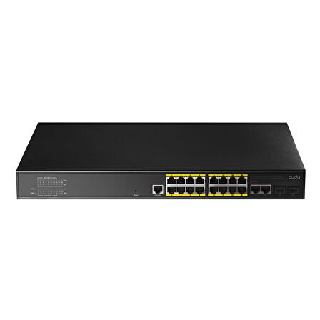 Cudy GS2018PS2 2SFP,2Uplink,1Consol,16 Port L2 Yönetilebilir Gigabit PoE+ Metal Rack Mount Switch