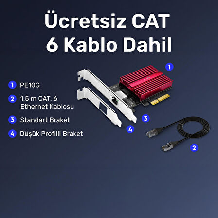 Cudy PE10G WOL 10.000Mbps Multi-Gigabit PCI Express Ethernet Ağ Kartı