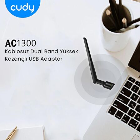 Cudy WU1400 5GHz 867Mbps, 2.4GHz 400Mbps, Wi-Fi USB 3.0 Antenli Adaptör (AC1200 Serisi)