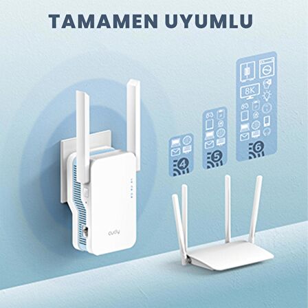 Cudy RE1800 5GHz 1201Mbps, 2.4GHz 574Mbps,Wi-Fi 6 Mesh 2x5dbi Menzil Artırıcı Repeater(AX1800Serisi)