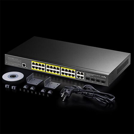 Cudy GS2028PS4 4Port Combo,1Port Konsol,24Port Gigabit 300wPoE Yönetilebilir Rack Mount Metal Switch