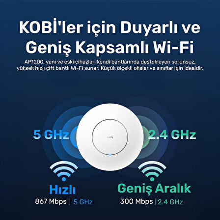 Cudy AP1200 1 Portlu 10/100Mbps AC1200 2 Anten Tavan Access Point