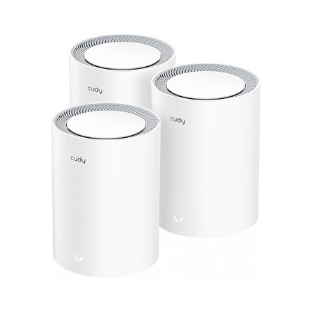 Cudy Router M1800 3-Pack Ax1800Mbps 2.4/5Ghz Ap/Re/Wısp Gigabit Mu-Mımo Kablosuz 3'Lü Mesh Wi-Fi 6 S