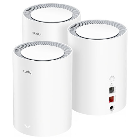 Cudy Router M1800 3-Pack Ax1800Mbps 2.4/5Ghz Ap/Re/Wısp Gigabit Mu-Mımo Kablosuz 3'Lü Mesh Wi-Fi 6 S