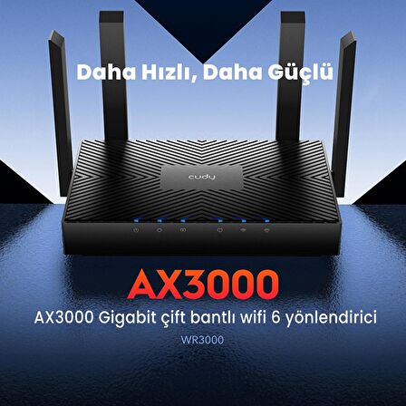 Cudy WR3000 5GHZ 2402Mbps, 2.4GHz 300Mbps, 4 Port, 4x5dBi Anten Wi-Fi 6 Mesh Router