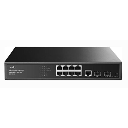 Cudy GS2008S2 2 Port Gigabit SFP, 1 Port Consol, 8 Port L2 Yönetilebilir Gigabit Metal Switch