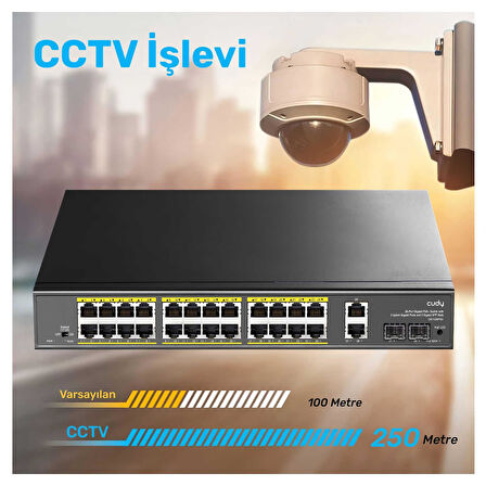 Cudy GS1026PS2 2Port Gigabit 24Port Gigabit PoE 10/100Mbps 300W Metal Kasa Switch