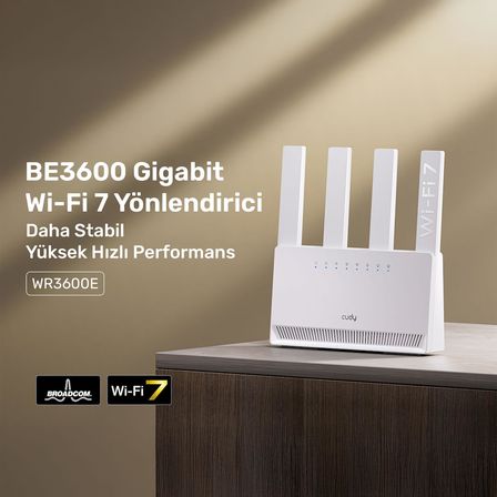 Cudy WR3600E BE3600 3750Mbps Wi-Fi 7 4 Gigabit Port MLO & 4K-QAM Router