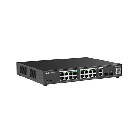 REYEE RG-ES220GS-P 16Port 10/100/1000Yönetilebilir (L2) 2 SFP Rack Mount 16 PORT POE 250W Switch