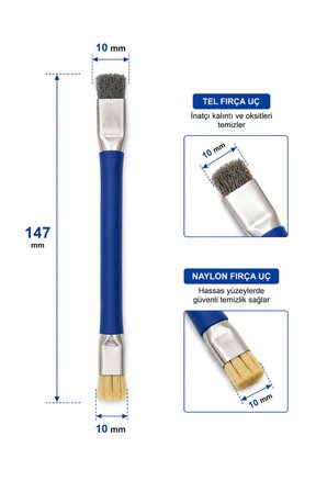 Profesyonel Çift Taraflı Elektronik Temizleme Fırçası 147 mm – Tel ve Naylon Uçlu PCB Lehim Anakart Temizlik Fırçası