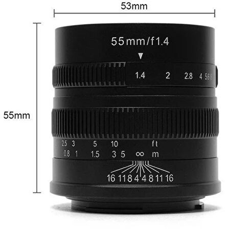 7artisans 55mm f/1.4 APS-C Manuel Focus Lens (Sony E) - UV Hediyeli