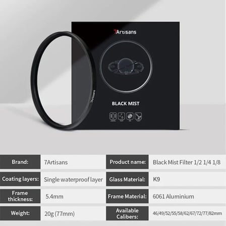 62MM 1/8 Black Mist Filtre