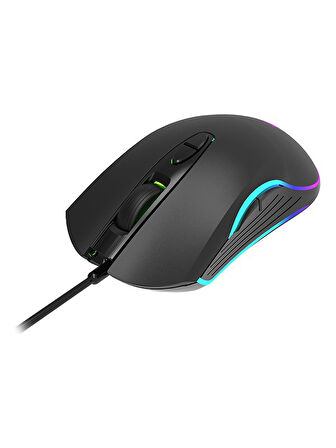 Lenovo Lecoo MS108 Kablolu RGB LED Aydınlatmalı 6400DPI 7 Tuşlu Gaming Mouse Siyah OUTLET