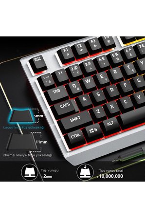 Lenovo Lecoo KB121 RGB Kablolu Oyuncu Klavyesi Teşhir