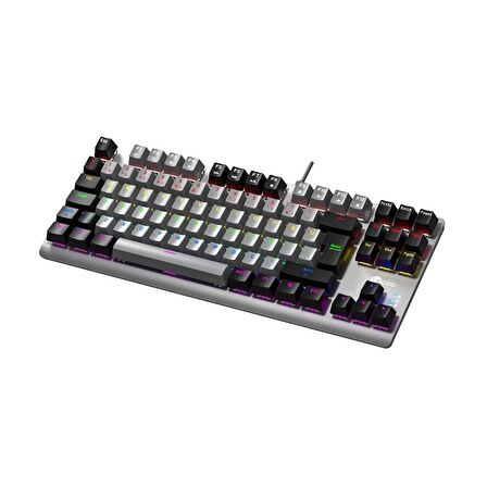 Lenovo Lecoo GK304 Oyuncu Klavyesi - Yüksek Performans, Ergonomik Tasarım ve Renkli RGB Aydınlatma Gri Ağırlıklı Gri & Siyah