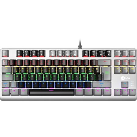 Lenovo Lecoo GK304 Oyuncu Klavyesi - Yüksek Performans, Ergonomik Tasarım ve Renkli RGB Aydınlatma Siyah Ağırlıklı Siyah & Gri
