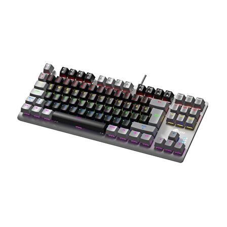 Lenovo Lecoo GK304 Oyuncu Klavyesi - Yüksek Performans, Ergonomik Tasarım ve Renkli RGB Aydınlatma Siyah Ağırlıklı Siyah & Gri