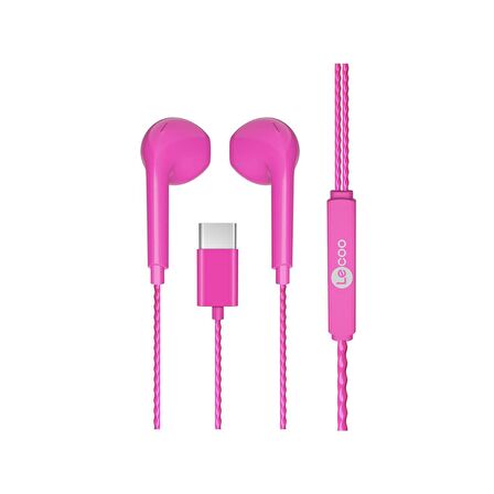 Lenovo Lecoo EH104 Kablolu Type-C Kulak İçi Kulaklık Pembe
