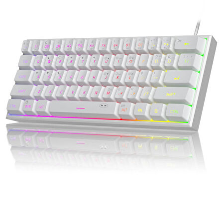 MageGee TS91 61 Tuş RGB Kablolu Beyaz Membran Gaming Klavye