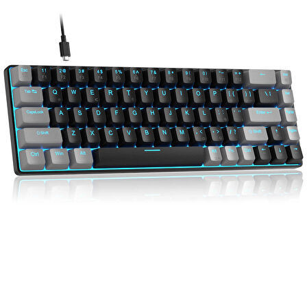 MageGee MK-BOX 68 Tuş Kablolu Mekanik Red Switch Türkçe Q Gri-Siyah Gaming Klavye