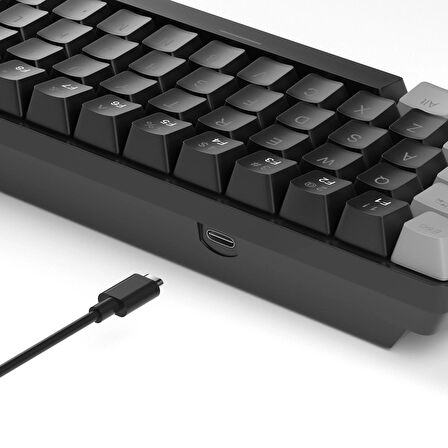 MageGee MK-BOX 68 Tuş Kablolu Mekanik Red Switch Türkçe Q Gri-Siyah Gaming Klavye