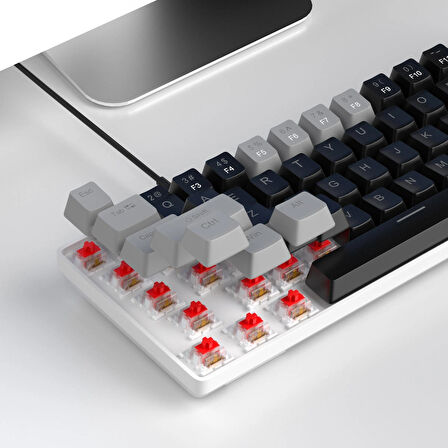 MageGee MK-BOX 68 Tuş Kablolu Mekanik Red Switch Türkçe Q Gri-Siyah Gaming Klavye