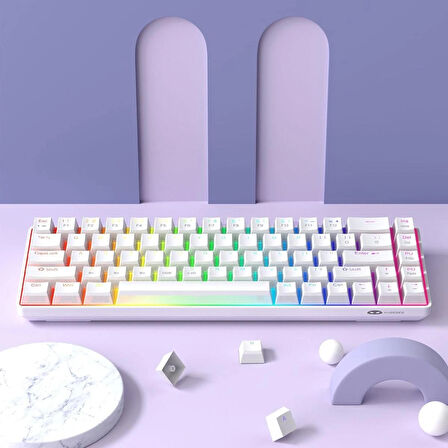 MageGee MK-BOX Pudding 68 Tuş RGB Red Switch Kablolu Beyaz Gaming Klavye