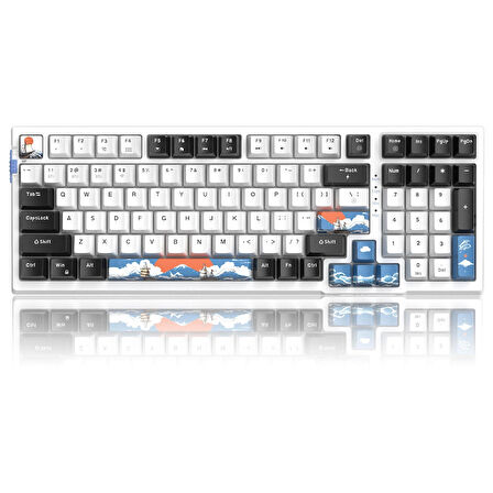 MageGee SKY98 99 Tuş Kablosuz RGB Hot-Swap Gasket Siyah-Beyaz Gaming Klavye 