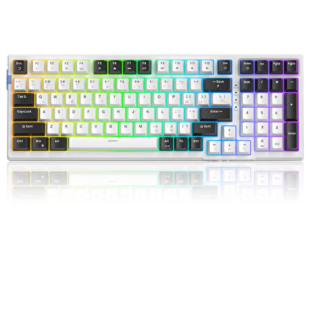 MageGee SKY98 99 Tuş Kablosuz RGB Hot-Swap Gasket Siyah-Beyaz Gaming Klavye 