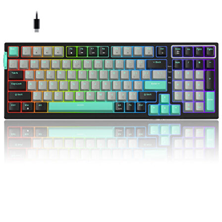MageGee SKY98 99 Tuş Gasket RGB Hot-Swap Kablolu Siyah-Gri Gaming Klavye