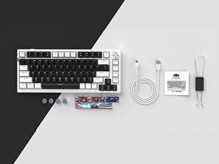 MageGee SKY81 83 Tuş Kablosuz RGB Hot-Swap Gasket Siyah-Beyaz Gaming Klavye 