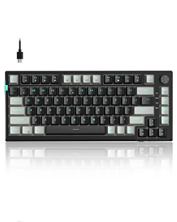 MageGee SKY81 83 Tuş Kablolu RGB Hot-Swap Gasket Gri-Siyah Gaming Klavye