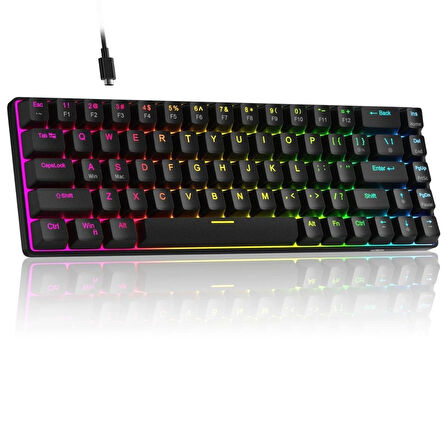 MageGee MK-BOX 68 Tuş RGB Hot-Swap Manyetik Kablolu Türkçe Q Siyah Gaming Klavye