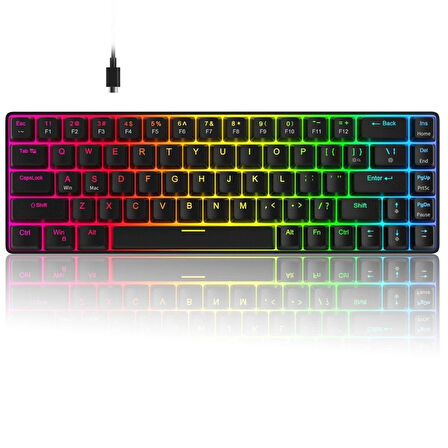 MageGee MK-BOX 68 Tuş RGB Hot-Swap Manyetik Kablolu Türkçe Q Siyah Gaming Klavye