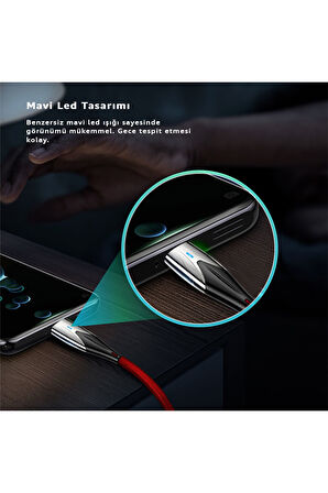 Type-C To USB Led Hızlı Şarj Kablosu 3.0A 15w 1m (Rosstech Türkiye Garantili)