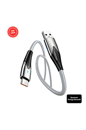 Type-C To USB Led Hızlı Şarj Kablosu 3.0A 15w 1m (Rosstech Türkiye Garantili)