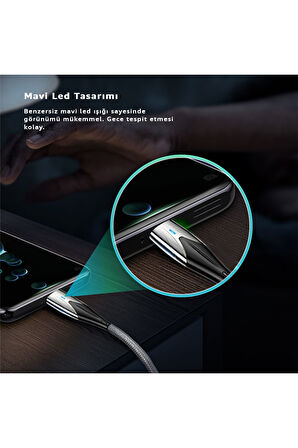 Type-C To USB Led Hızlı Şarj Kablosu 3.0A 15w 1m (Rosstech Türkiye Garantili)