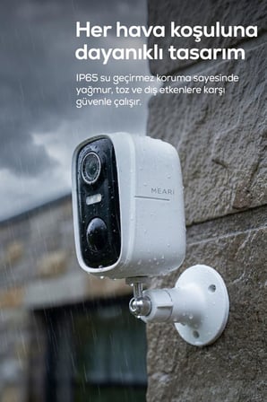 Meari N1 İç Ve Dış Mekan Kablosuz Wi-Fi Şarjlı Akıllı Güvenlik Kamerası | 2K 3Mp, 5200Mah, Gece Görüşü, Çift Yönlü Ses