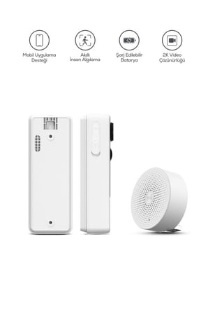 Meari B1 Kablosuz Wi-Fi Şarjlı Akıllı Görüntülü Kapı Zili | 2k 3mp, IP65, 5200MAH, Zil Sesi Ünitesi Dahil