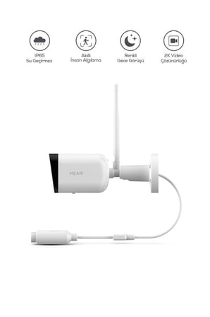 Meari L1 Plus Dış Mekan Ethernet, Wi-Fi Akıllı Güvenlik Kamerası | 2k, 3mp Gece Görüşü, Çift Yönlü Ses, Sd Kart Destekli