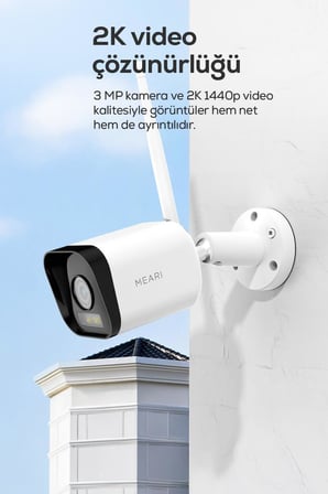 Meari L1 Plus Dış Mekan Ethernet, Wi-Fi Akıllı Güvenlik Kamerası | 2k, 3mp Gece Görüşü, Çift Yönlü Ses, Sd Kart Destekli