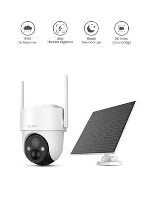 Meari N2 Dış Mekan Kablosuz Wi-Fi Ptz Dahili Solar Şarjlı Akıllı Güvenlik Kamerası | 2K, 3Mp, 5200Mah, Gece Görüşü, Çift Yönlü Ses