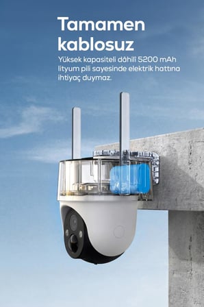 Meari N2 Dış Mekan Kablosuz Wi-Fi Ptz Dahili Solar Şarjlı Akıllı Güvenlik Kamerası | 2K, 3Mp, 5200Mah, Gece Görüşü, Çift Yönlü Ses