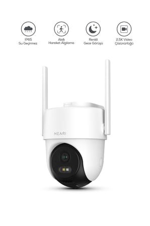Meari S2 Plus Dış Mekan Kablosuz Wi-Fi Ptz Akıllı Güvenlik Kamerası | 2,5k, 4mp, Gece Görüşü, Çift Yönlü Ses, Sd Kart Destekli