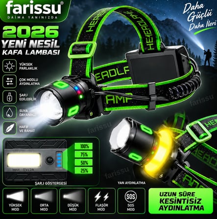 FY-155 40W 4000 Lümen Profesyonel Zoomlu Kafa Feneri 9600 mAh 3 Pilli 10 Saat Şarjlı LED Kafa Lambası