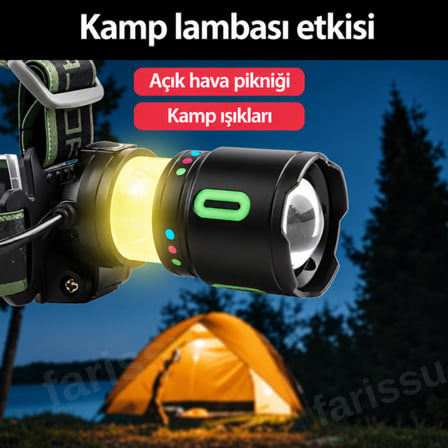 FY-155 40W 4000 Lümen Profesyonel Zoomlu Kafa Feneri 9600 mAh 3 Pilli 10 Saat Şarjlı LED Kafa Lambası