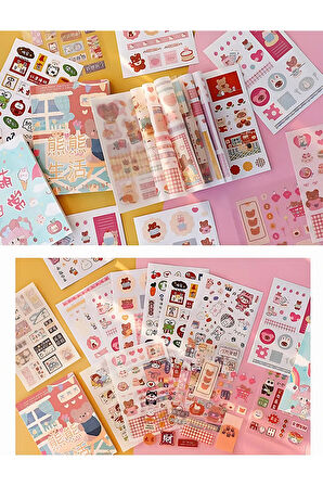 Ayıcık Yaşam Temalı 20 Sayfa Sticker Defter Seti • Bullet Journal (GGK-DV084)