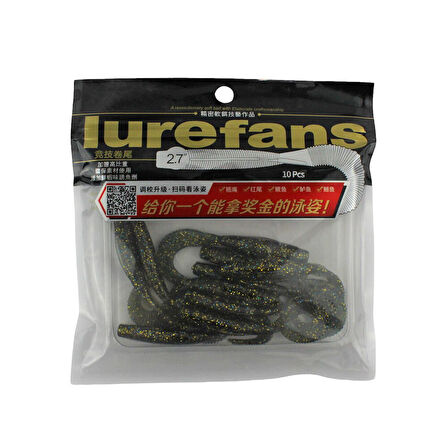Lurefans Worm Tail 6,8 Cm Color 9# 10 Pcs