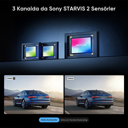 Viofo A329T 3 Kameralı Ön+İç+Arka 4K+2K+2K Wi-Fi 6 HDR Sony STARVIS 2 Sensör GPS'li SSD Destekli Araç Kamerası